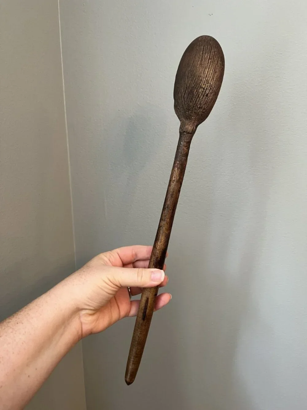 Vintage Hand-Carved Wooden Mixing Spoon 16